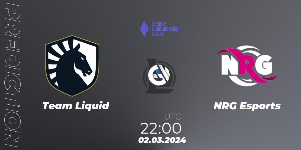 Prognose für das Spiel Team Liquid VS NRG Esports. 02.03.24. LoL - LCS Spring 2024 - Group Stage