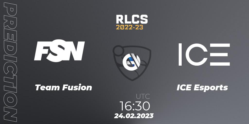 Prognose für das Spiel Team Fusion VS ICE Esports. 24.02.23. Rocket League - RLCS 2022-23 - Winter: Sub-Saharan Africa Regional 3 - Winter Invitational