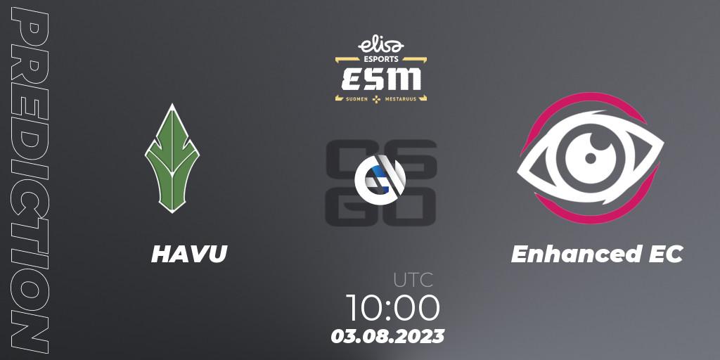 Prognose für das Spiel HAVU VS Enhanced EC. 03.08.23. CS2 (CS:GO) - Elisa Esports eSM 2023