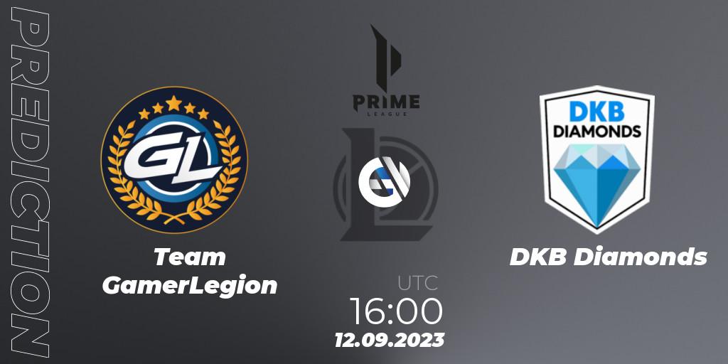 Prognose für das Spiel Team GamerLegion VS DKB Diamonds. 12.09.23. LoL - Prime League 2024 - Promotion Tournament