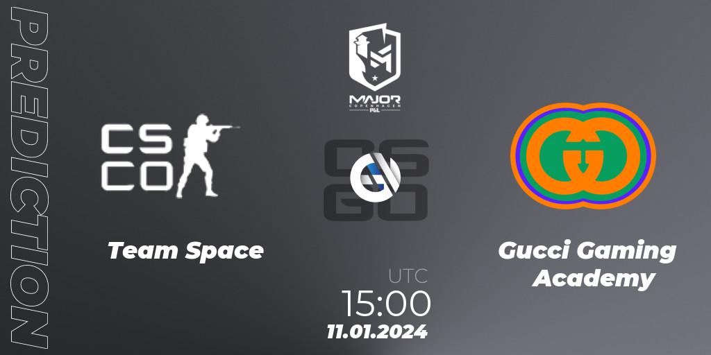 Prognose für das Spiel Team Space VS Gucci Gaming Academy. 11.01.2024 at 15:00. Counter-Strike (CS2) - PGL CS2 Major Copenhagen 2024 Europe RMR Open Qualifier 2