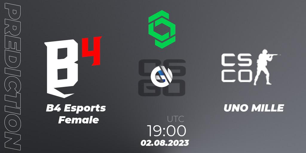 Prognose für das Spiel B4 Esports Female VS UNO MILLE. 02.08.2023 at 19:00. Counter-Strike (CS2) - CCT South America Series #9