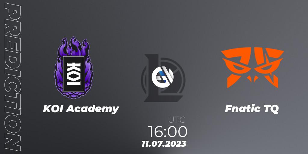 Prognose für das Spiel KOI Academy VS Fnatic TQ. 11.07.2023 at 20:00. LoL - Superliga Summer 2023 - Group Stage