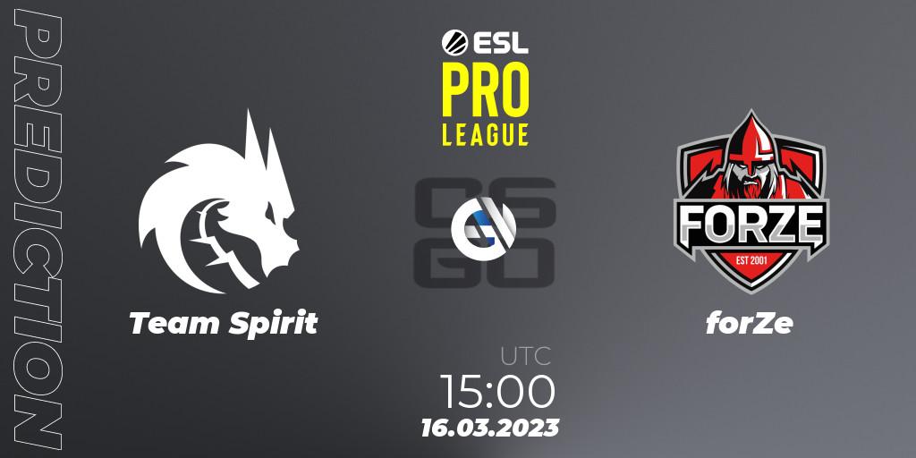 Prognose für das Spiel Team Spirit VS forZe. 16.03.23. CS2 (CS:GO) - ESL Pro League Season 17