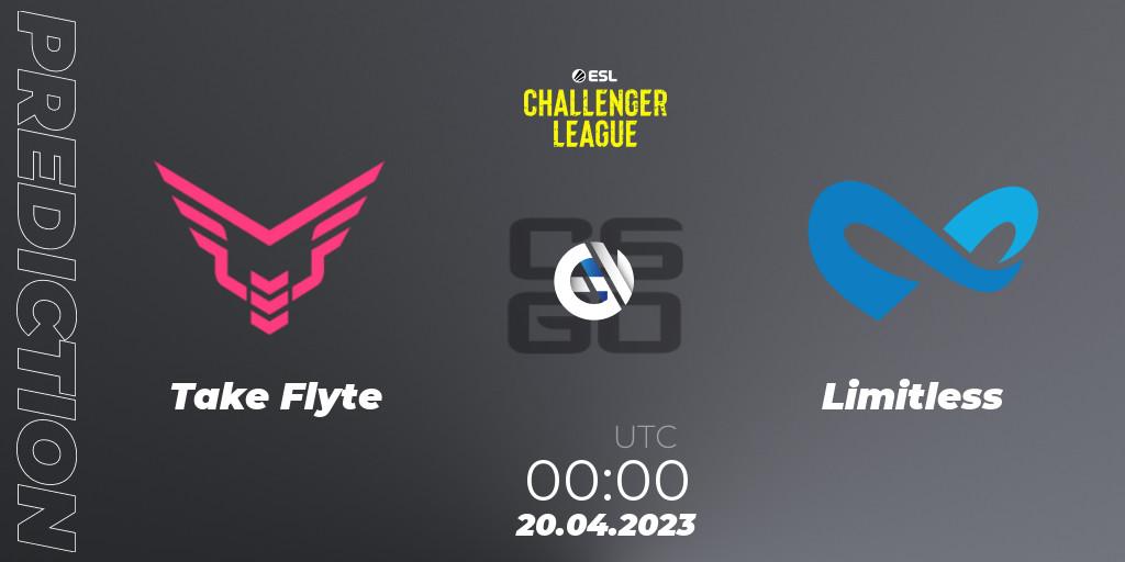Prognose für das Spiel Take Flyte VS Limitless. 20.04.2023 at 00:00. Counter-Strike (CS2) - ESL Challenger League Season 45: North America