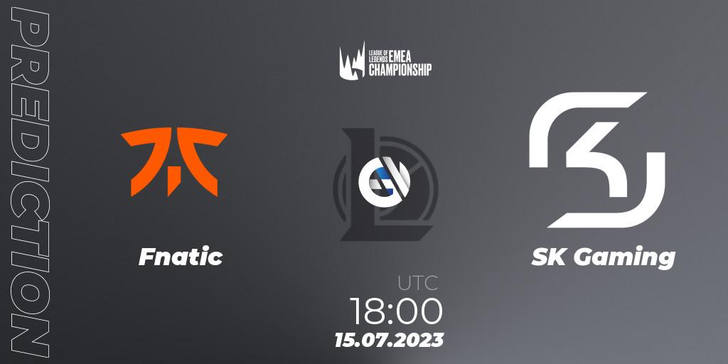 Prognose für das Spiel Fnatic VS SK Gaming. 15.07.23. LoL - LEC Summer 2023 - Group Stage