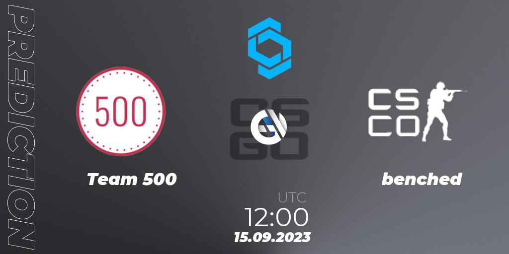 Prognose für das Spiel Team 500 VS benched. 15.09.23. CS2 (CS:GO) - CCT East Europe Series #2