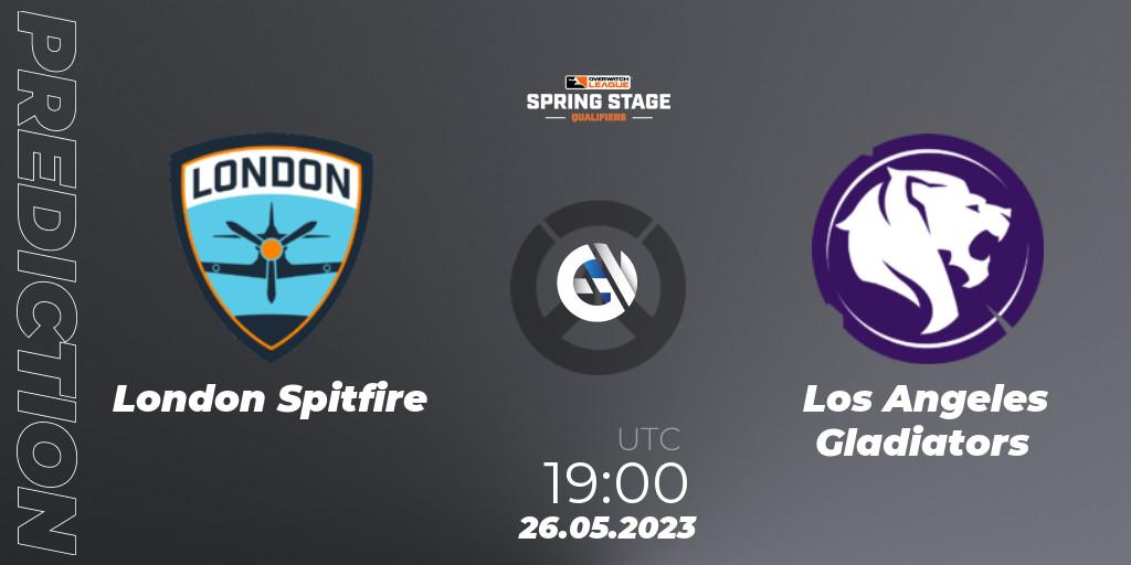 Prognose für das Spiel London Spitfire VS Los Angeles Gladiators. 26.05.2023 at 19:00. Overwatch - OWL Stage Qualifiers Spring 2023 West