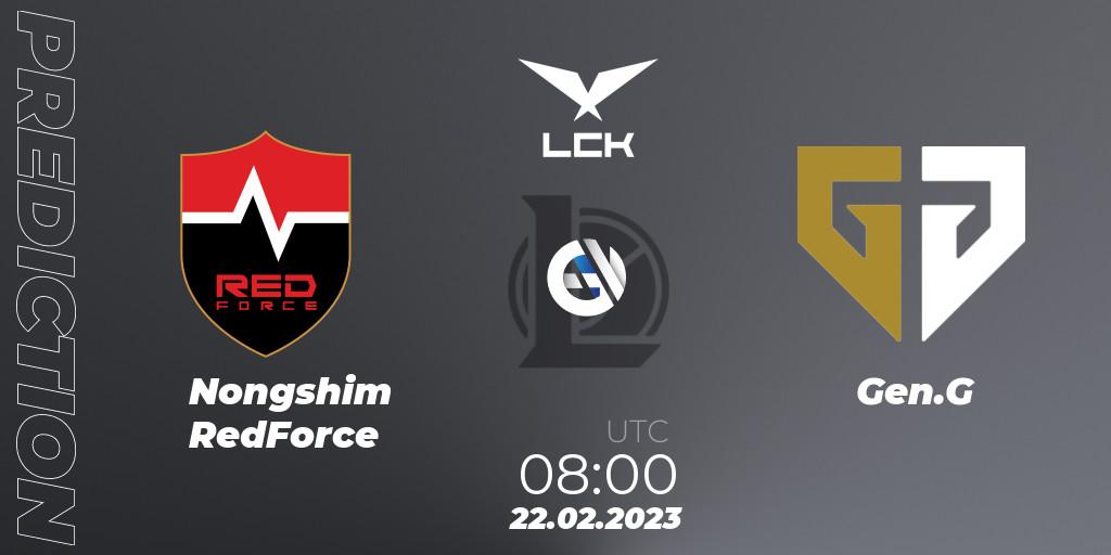 Prognose für das Spiel Nongshim RedForce VS Gen.G. 22.02.23. LoL - LCK Spring 2023 - Group Stage