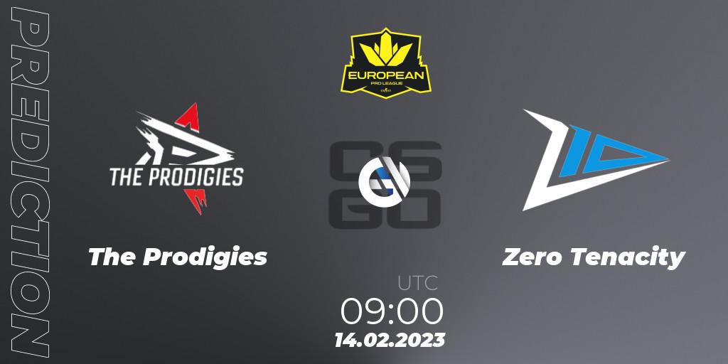 Prognose für das Spiel The Prodigies VS Zero Tenacity. 14.02.2023 at 09:00. Counter-Strike (CS2) - European Pro League Season 6: Division 2
