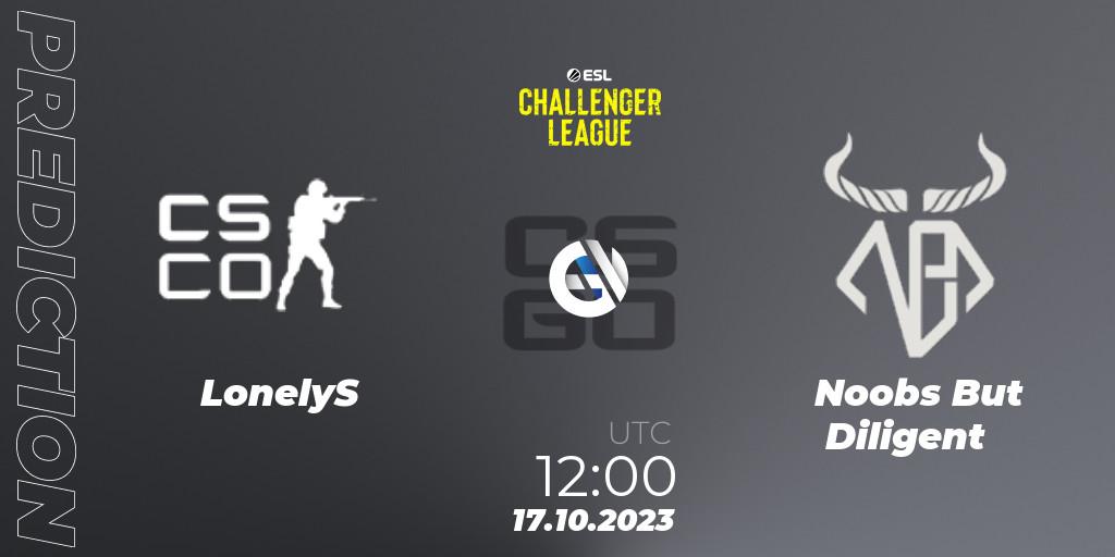 Prognose für das Spiel LonelyS VS Noobs But Diligent. 17.10.23. CS2 (CS:GO) - ESL Challenger League Season 46: Asia-Pacific