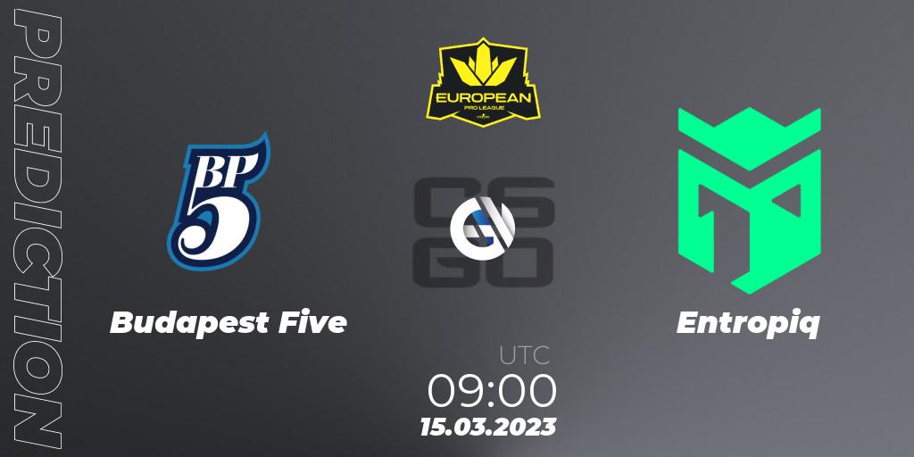 Prognose für das Spiel Budapest Five VS Entropiq. 18.03.23. CS2 (CS:GO) - European Pro League Season 7: Division 2