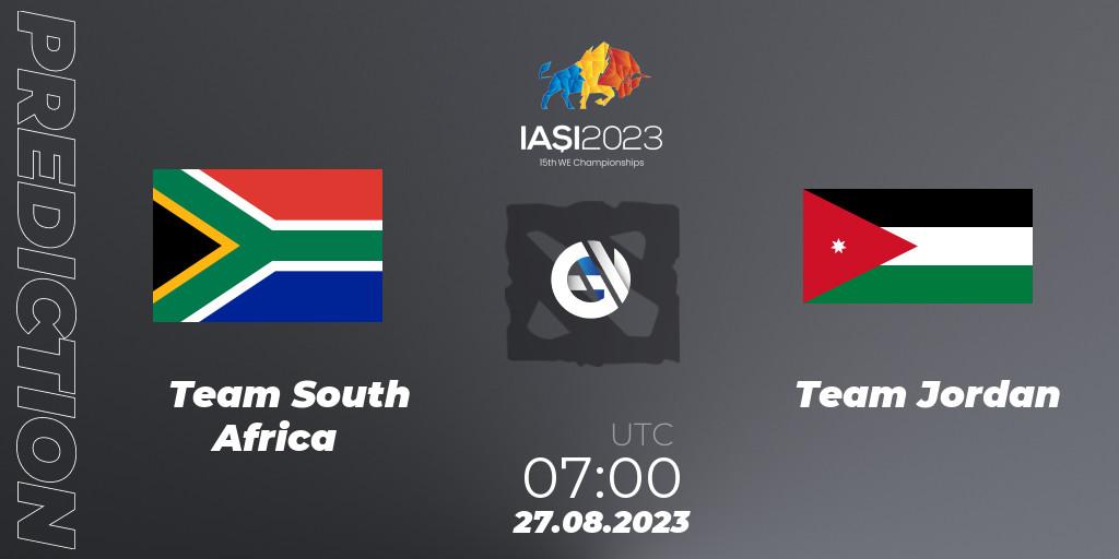 Prognose für das Spiel Team South Africa VS Team Jordan. 27.08.23. Dota 2 - IESF World Championship 2023