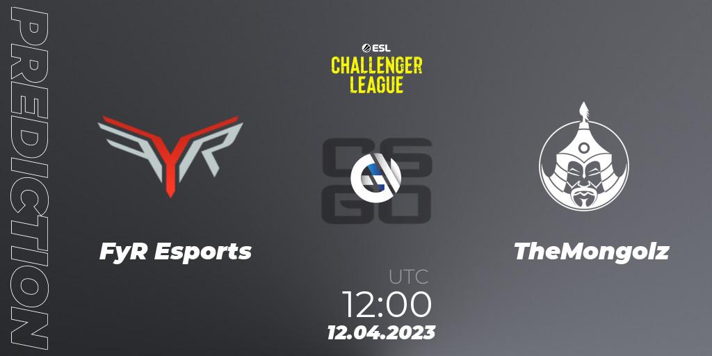Prognose für das Spiel FyR Esports VS TheMongolz. 12.04.2023 at 12:00. Counter-Strike (CS2) - ESL Challenger League Season 45: Asia-Pacific