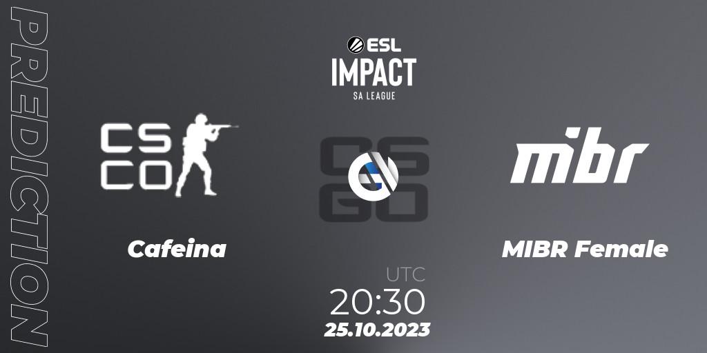 Prognose für das Spiel Cafeina VS MIBR Female. 25.10.2023 at 20:30. Counter-Strike (CS2) - ESL Impact League Season 4: South American Division