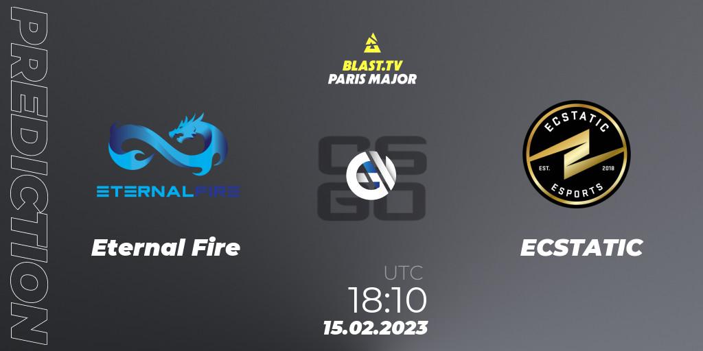 Prognose für das Spiel Eternal Fire VS ECSTATIC. 15.02.2023 at 18:30. Counter-Strike (CS2) - BLAST.tv Paris Major 2023 Europe RMR Open Qualifier 2