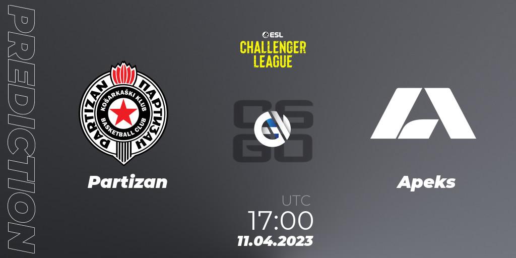Prognose für das Spiel Partizan VS Apeks. 17.04.23. CS2 (CS:GO) - ESL Challenger League Season 45: Europe