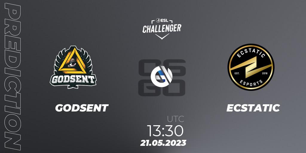 Prognose für das Spiel GODSENT VS ECSTATIC. 21.05.2023 at 13:30. Counter-Strike (CS2) - ESL Challenger Katowice 2023: European Qualifier
