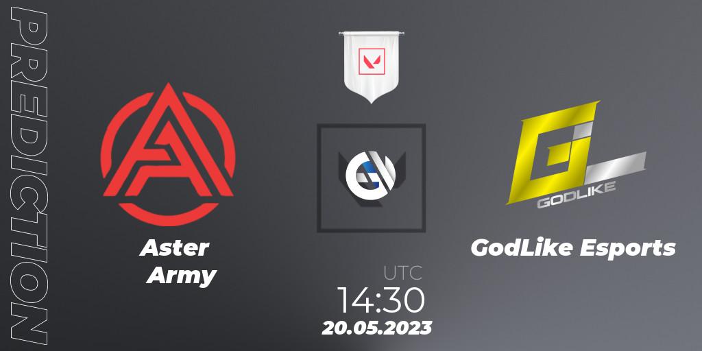 Prognose für das Spiel Aster Army VS GodLike Esports. 20.05.2023 at 14:30. VALORANT - VCL South Asia: Split 2 2023 Group B