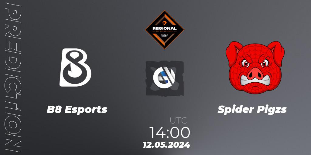 Prognose für das Spiel B8 Esports VS Spider Pigzs. 12.05.2024 at 14:30. Dota 2 - RES Regional Series: EU #2