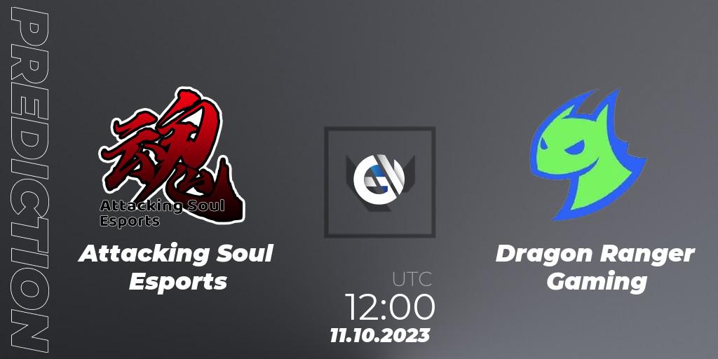 Prognose für das Spiel Attacking Soul Esports VS Dragon Ranger Gaming. 11.10.2023 at 12:00. VALORANT - VALORANT China Evolution Series Act 2: Selection - Play-In