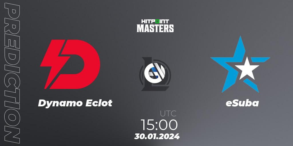 Prognose für das Spiel Dynamo Eclot VS eSuba. 30.01.24. LoL - Hitpoint Masters Spring 2024