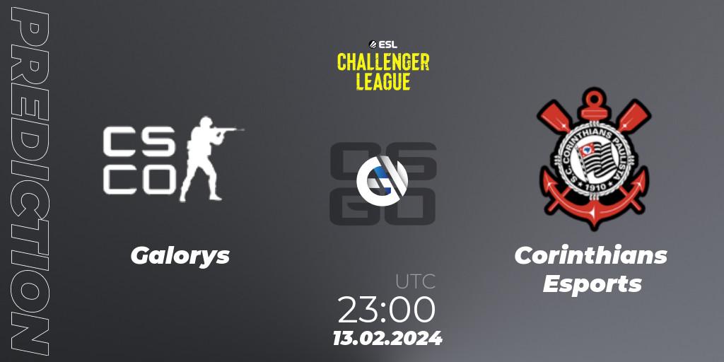 Prognose für das Spiel Galorys VS Corinthians Esports. 23.02.2024 at 22:00. Counter-Strike (CS2) - ESL Challenger League Season 47: South America