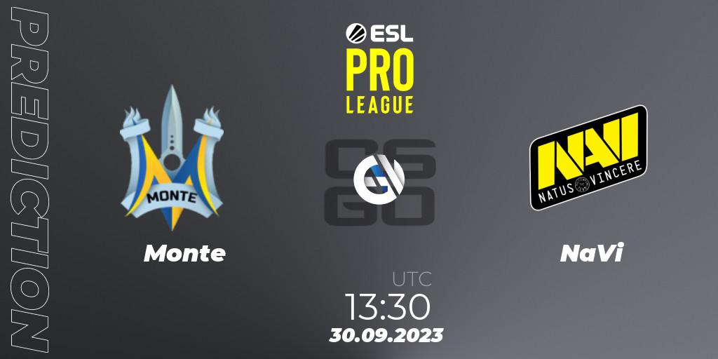Prognose für das Spiel Monte VS NaVi. 30.09.23. CS2 (CS:GO) - ESL Pro League Season 18
