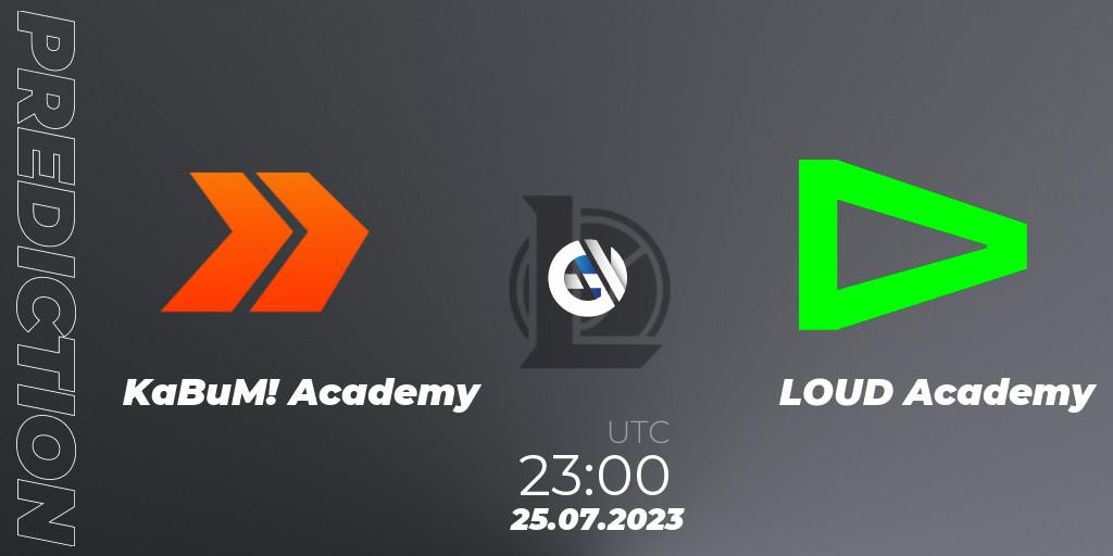 Prognose für das Spiel KaBuM! Academy VS LOUD Academy. 25.07.2023 at 23:00. LoL - CBLOL Academy Split 2 2023 - Group Stage