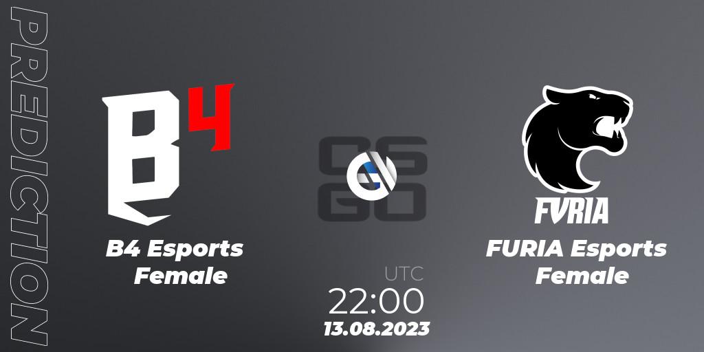 Prognose für das Spiel B4 Esports Female VS FURIA Esports Female. 13.08.23. CS2 (CS:GO) - Gamers Club Women Masters VII