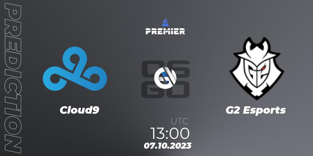 Prognose für das Spiel Cloud9 VS G2 Esports. 07.10.2023 at 13:00. Counter-Strike (CS2) - BLAST Premier Fall Showdown 2023