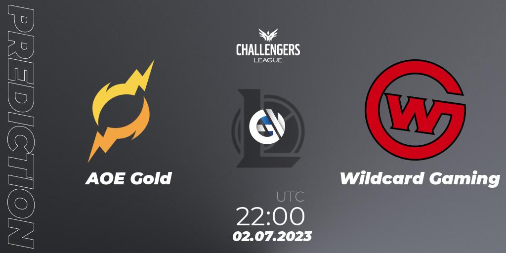 Prognose für das Spiel AOE Gold VS Wildcard Gaming. 02.07.23. LoL - North American Challengers League 2023 Summer - Group Stage