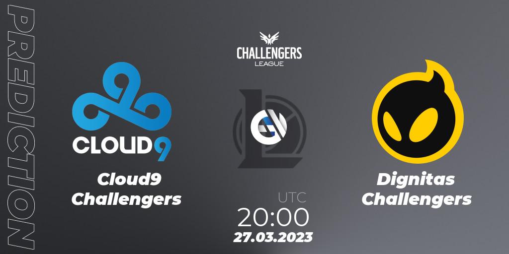Prognose für das Spiel Cloud9 Challengers VS Dignitas Challengers. 27.03.23. LoL - NACL 2023 Spring - Playoffs