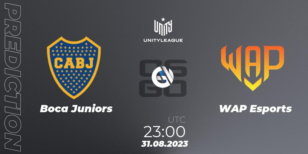 Prognose für das Spiel Boca Juniors VS WAP Esports. 31.08.2023 at 23:00. Counter-Strike (CS2) - LVP Unity League Argentina 2023