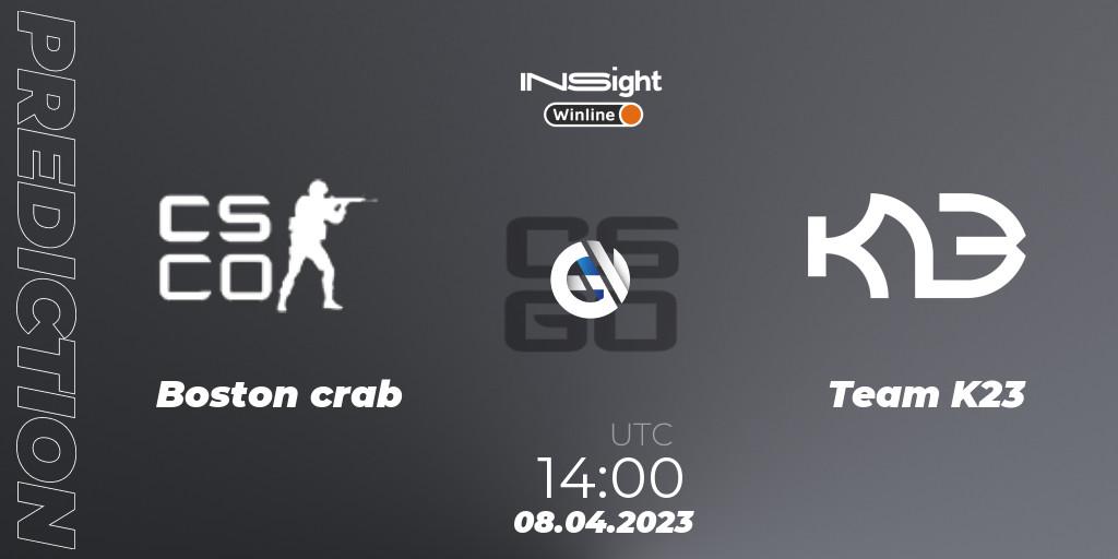 Prognose für das Spiel Boston crab VS Team K23. 08.04.23. CS2 (CS:GO) - Winline Insight Season 3