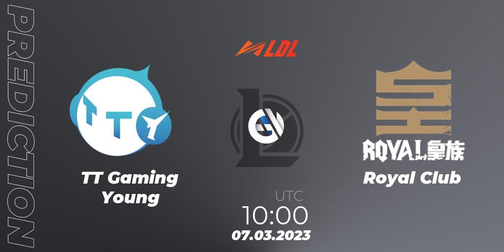 Prognose für das Spiel TT Gaming Young VS Royal Club. 07.03.2023 at 12:00. LoL - LDL 2023 - Regular Season