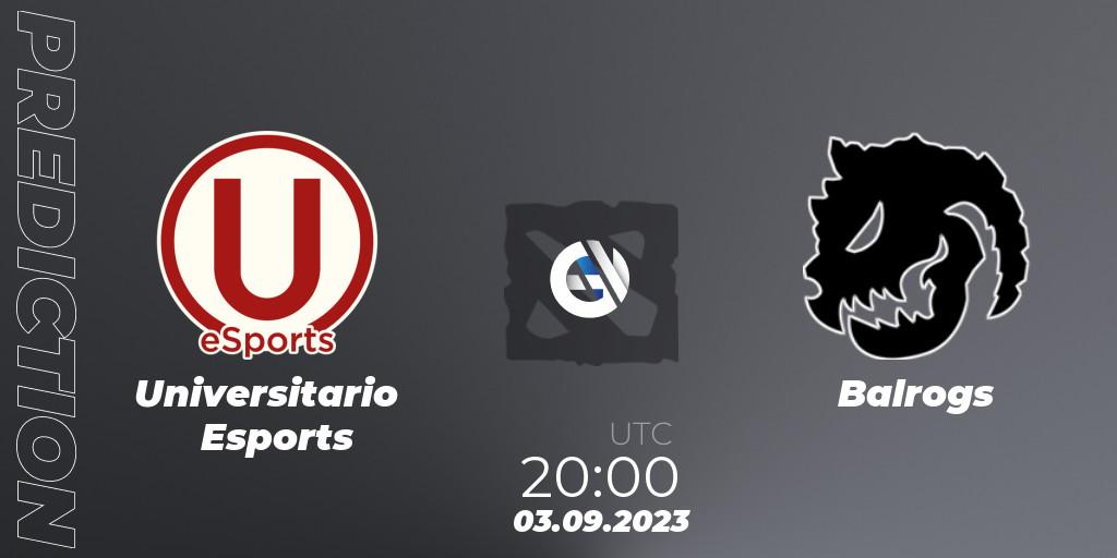Prognose für das Spiel Universitario Esports VS Balrogs. 03.09.23. Dota 2 - EPL World Series: America Season 7