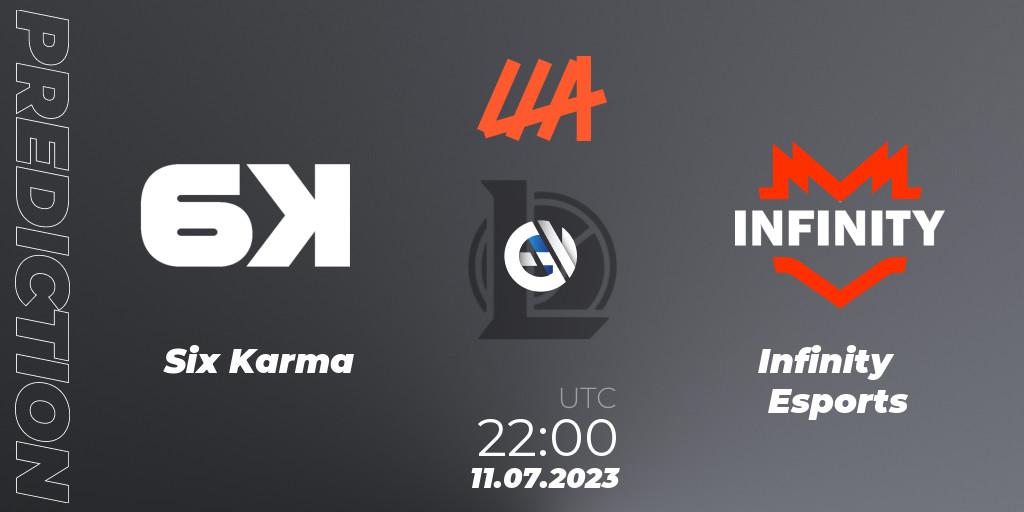Prognose für das Spiel Six Karma VS Infinity Esports. 11.07.2023 at 22:00. LoL - LLA Closing 2023 - Group Stage