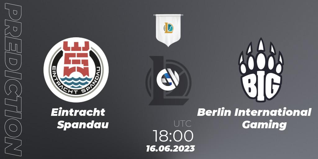 Prognose für das Spiel Eintracht Spandau VS Berlin International Gaming. 16.06.23. LoL - Prime League Summer 2023 - Group Stage