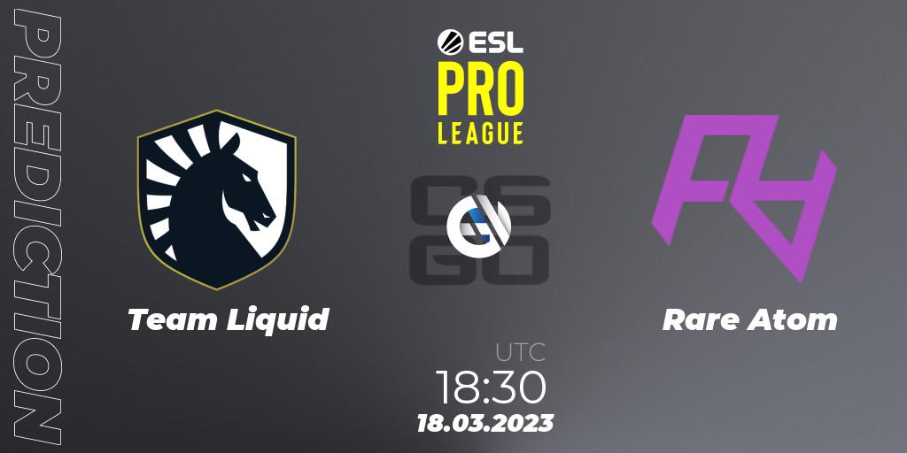 Prognose für das Spiel Team Liquid VS Rare Atom. 18.03.2023 at 18:30. Counter-Strike (CS2) - ESL Pro League Season 17
