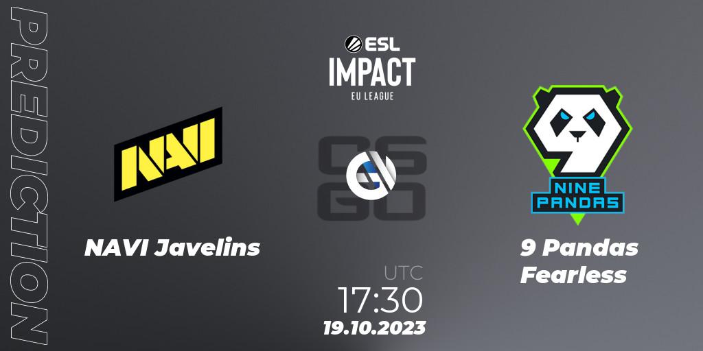 Prognose für das Spiel NAVI Javelins VS 9 Pandas Fearless. 19.10.23. CS2 (CS:GO) - ESL Impact League Season 4: European Division
