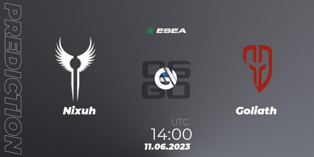 Prognose für das Spiel Nixuh VS Goliath. 11.06.2023 at 14:10. Counter-Strike (CS2) - ESEA Cash Cup: South Africa - Spring 2023 #7