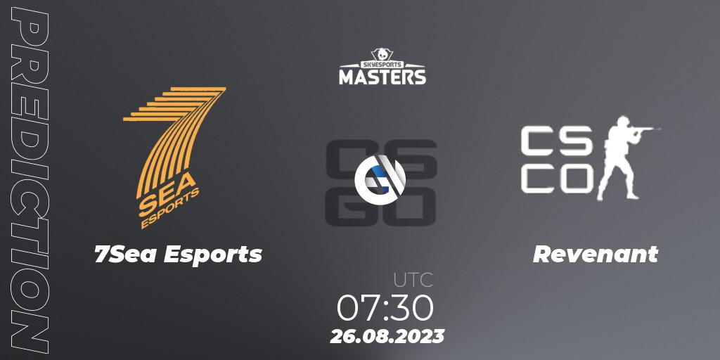Prognose für das Spiel 7Sea Esports VS Revenant (Indian team). 26.08.2023 at 06:10. Counter-Strike (CS2) - Skyesports Masters 2023 Finals