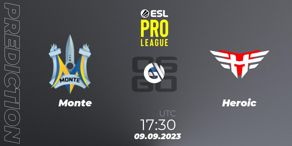 Prognose für das Spiel Monte VS Heroic. 09.09.23. CS2 (CS:GO) - ESL Pro League Season 18