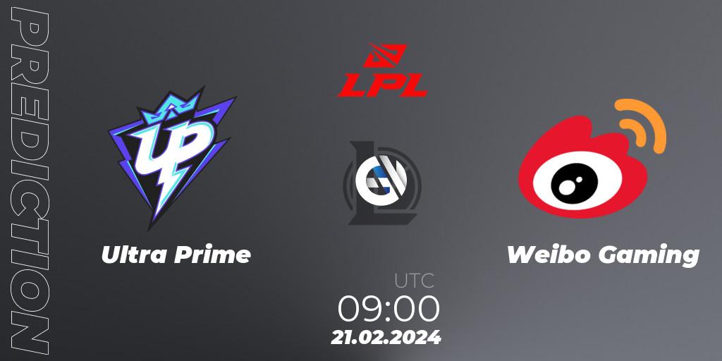 Prognose für das Spiel Ultra Prime VS Weibo Gaming. 21.02.24. LoL - LPL Spring 2024 - Group Stage
