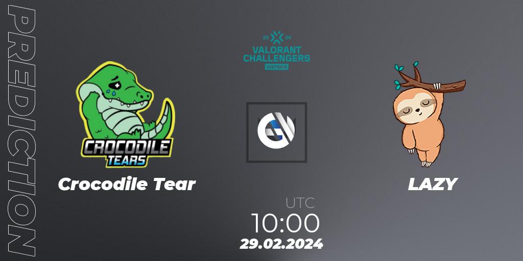 Prognose für das Spiel Crocodile Tear VS LAZY. 29.02.2024 at 10:00. VALORANT - VALORANT Challengers 2024 Vietnam: Split 1