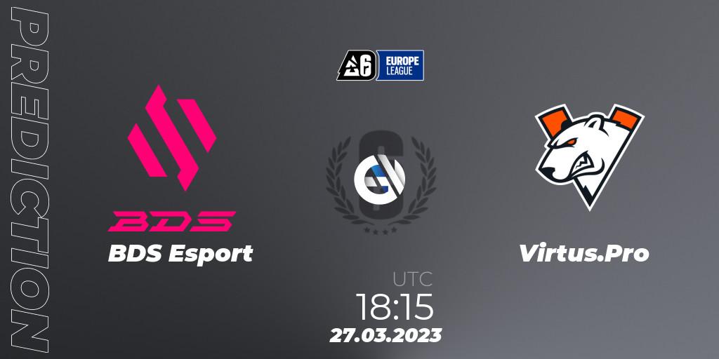 Prognose für das Spiel BDS Esport VS Virtus.Pro. 27.03.23. Rainbow Six - Europe League 2023 - Stage 1