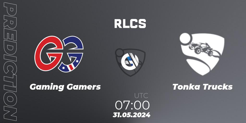 Prognose für das Spiel Gaming Gamers VS Tonka Trucks. 31.05.2024 at 07:00. Rocket League - RLCS 2024 - Major 2: OCE Open Qualifier 6