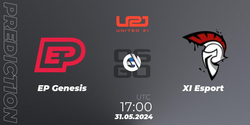 Prognose für das Spiel EP Genesis VS XI Esport. 31.05.2024 at 17:00. Counter-Strike (CS2) - United21 Season 14: Division 2