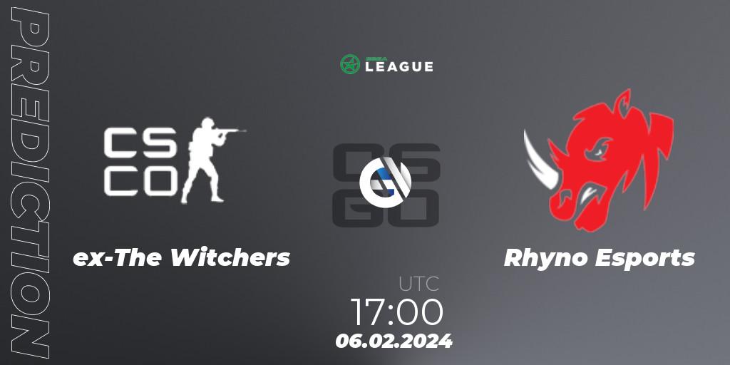 Prognose für das Spiel ex-The Witchers VS Rhyno Esports. 06.02.2024 at 17:00. Counter-Strike (CS2) - ESEA Season 48: Advanced Division - Europe
